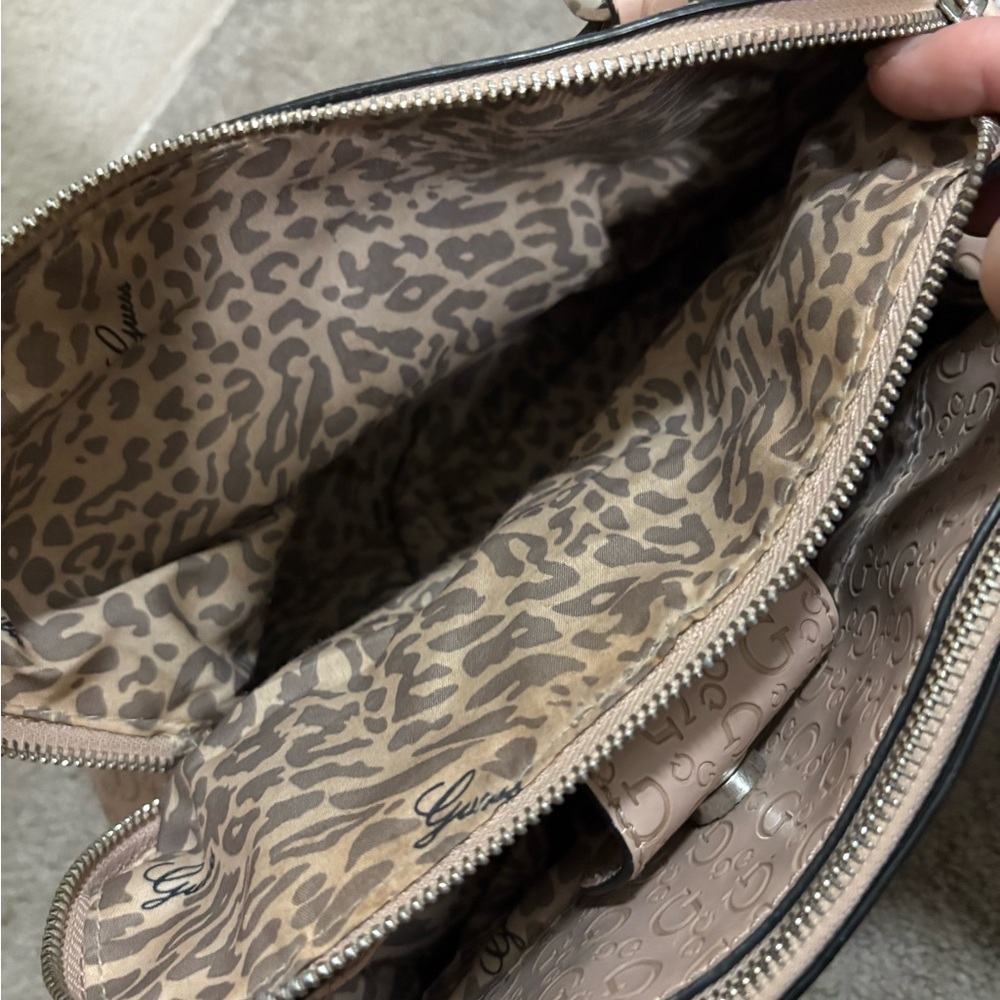 Guess Tan Satchel with Logo Pattern - Picture 4 of 8